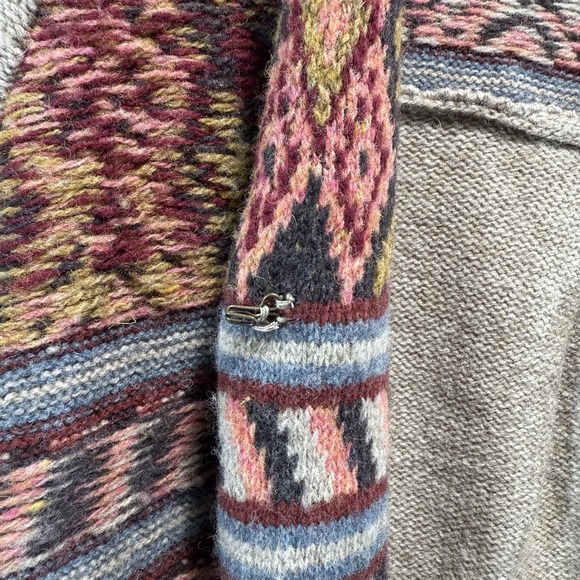Free People Sweater Womens XS Wool Blend Boho Fuzzy Fair Isle Cardigan Pullover - Picture 8 of 12